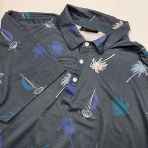 Yatta Golf Mens XL Short Sleeve Polo Shirt Sailboat Palm Tree Print